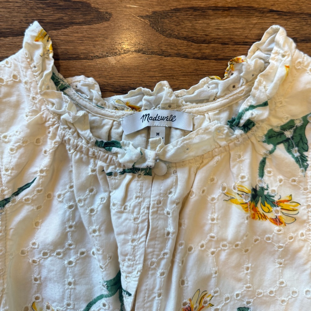 Madewell 100% Cotton Cream Floral Midi Dress MED - Picture 5 of 6